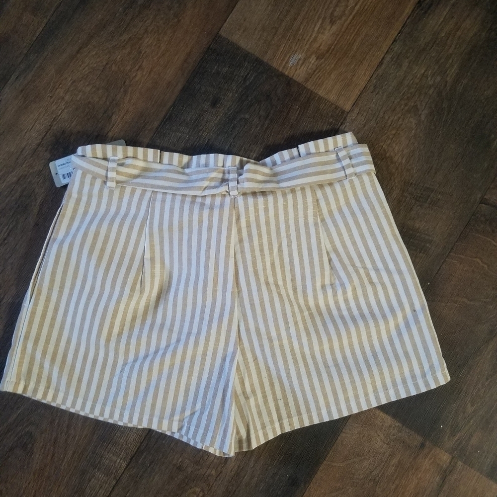 Lela sky tan and white striped paper-bag shorts - Picture 2 of 7